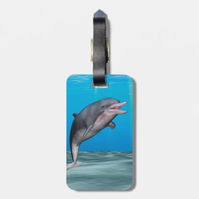 Süßer Delfin Gepäckanhänger (Rückseite vertikal)