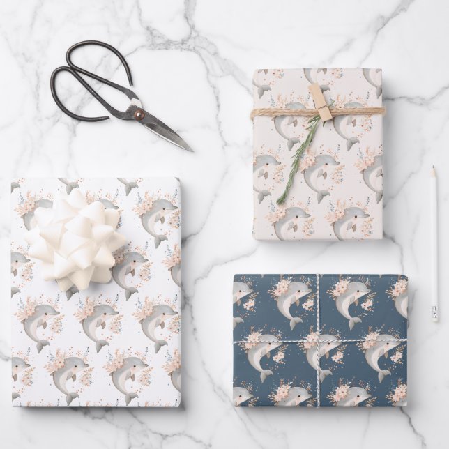 Süßer Delfin Geschenkpapier Set (Vorderseite)