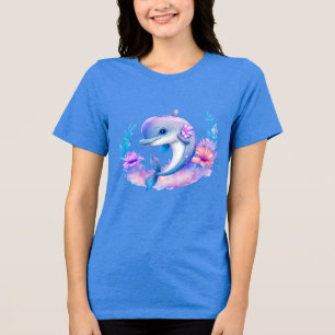 Süßer Delfin Meereskreatur Tri-Blend Shirt