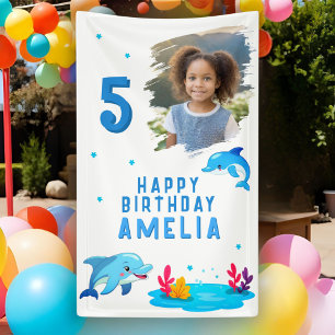 Süßer Delfin Meerestiere Foto Geburtstagsfeier Banner