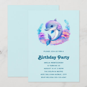 Süßer Delfin Meerestiere Geburtstag Einladung
