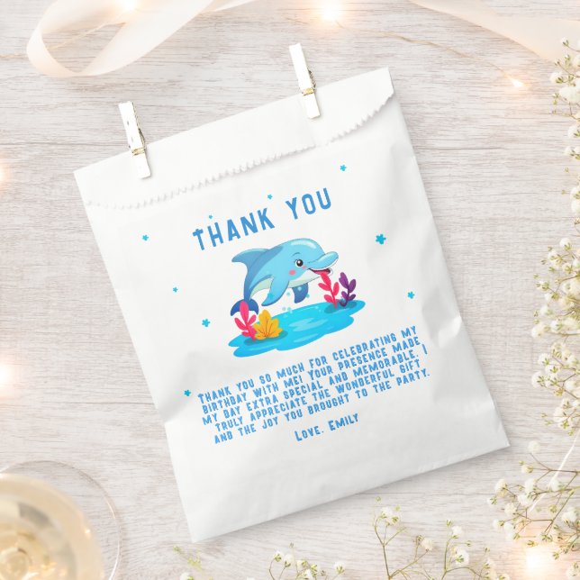 Süßer Delfin Meerestiere Geburtstagsfeier Geschenktütchen (Ausgeschnitten)