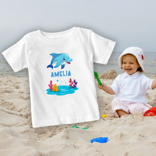 Süßer Delfin Meerestiere Name Baby T-shirt
