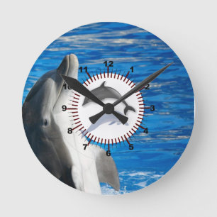 Süßer Delfin Strand Frieden Liebe Party Schicksal Runde Wanduhr