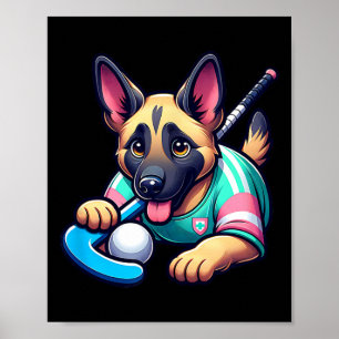 Süßer Deutscher Schäferhund Feldhockey-Welpe-Masko Poster