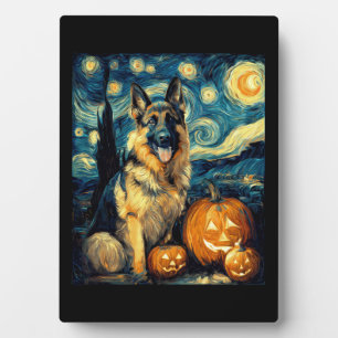 Süßer Deutscher Schäferhund Halloween-Kürbis Fotoplatte
