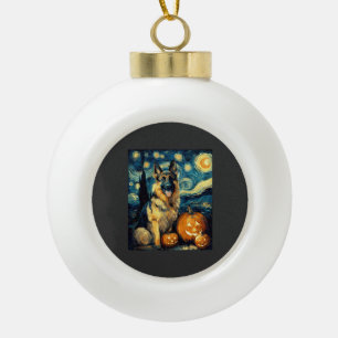Süßer Deutscher Schäferhund Halloween-Kürbisgesich Keramik Kugel-Ornament