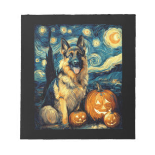 Süßer Deutscher Schäferhund Halloween-Kürbisgesich Notizblock