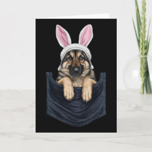 Süßer Deutscher Schäferhund Hund Bunny Hut In Tasc Karte