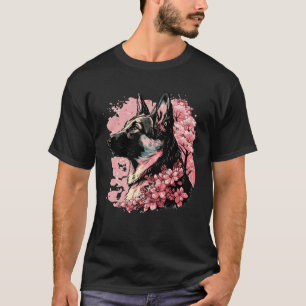 Süßer Deutscher Schäferhund Kirschblüten Hund Japa T-Shirt