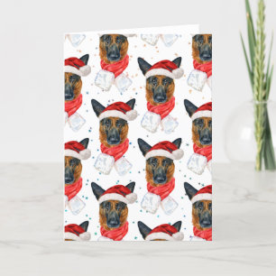Süßer deutscher Schäferhund Weihnachtsmuster Feiertagskarte