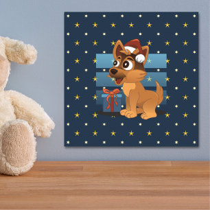 Süßer Deutscher Schäferhund-Welpe Cartoon Sternenn Poster