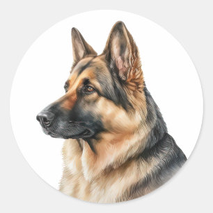 Süßer deutscher Schäferhund-Welpe Wasserfarbe Hund Runder Aufkleber