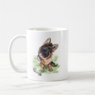 Süßer Deutscher Schäferhund-Welpen-Cartoon Kaffeetasse