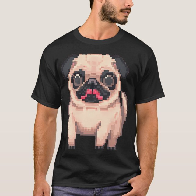 Süßer dicker Mops - Pixelkunst T-Shirt (Vorderseite)