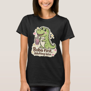 Süßer Dino, der Bubble Tea trinkt, Boba-Tee T-Shirt