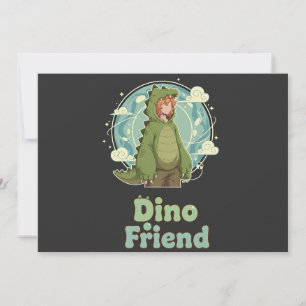 Süßer Dino-Freund Anime-Junge - Grüner Dinosaurier Save The Date