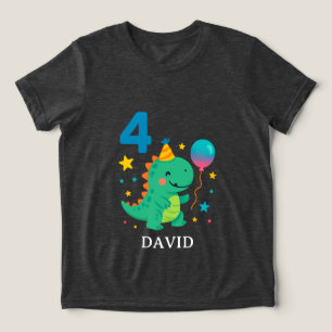 Süßer Dino-Geburtstagsfeier - Design zum 4. Geburt Tri-Blend Shirt