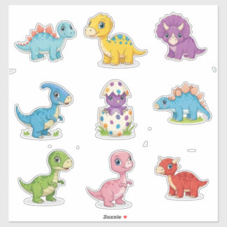 Süßer Dino-Geburtstagskuchen Bunt Aufkleber