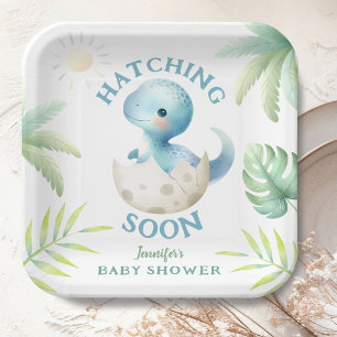 Süßer Dino-Junge Dinosaurier-Baby-Party Pappteller