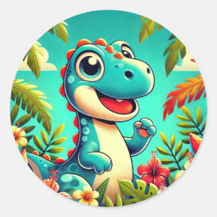 🦖 Süßer Dino Tropischer Aufkleber Kinder Geschenk