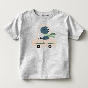 Süßer Dinosaurier fährt Auto Toddler T-Shirt