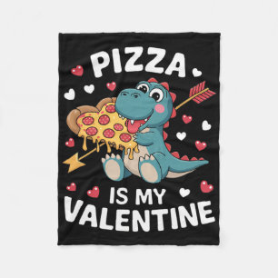 Süßer Dinosaurier hält Pizza für ein lustiges Vale Fleecedecke
