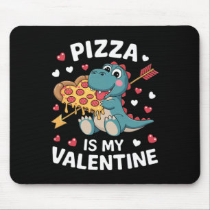 Süßer Dinosaurier hält Pizza für ein lustiges Vale Mousepad