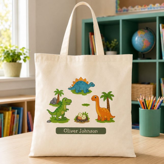 Süßer Dinosaurier-Kinder-Name-Schule Tragetasche (Von Creator hochgeladen)