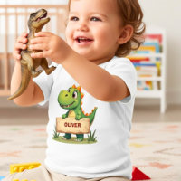 Süßer Dinosaurier mit Namensschild Personalisiert