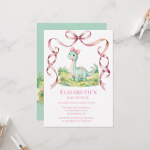 Süßer Dinosaurier mit rosa Schleife Baby Shower