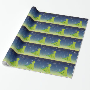 Süßer Dinosaurier mit Schneeflocken Geschenkpapier