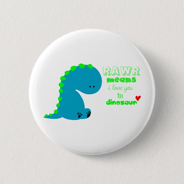 Süßer Dinosaurier RAWR Button (Vorderseite)