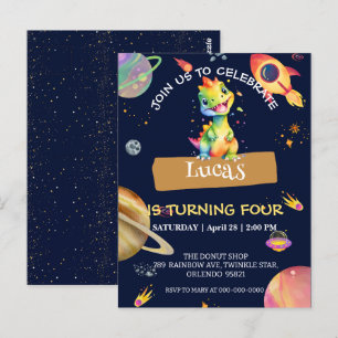 Süßer Dinosaurier Regenbogen Galaxy Weltraum Gebur Postkarte