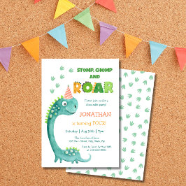 Süßer Dinosaurier Stomp Chomp Brüll Geburtstag Einladung
