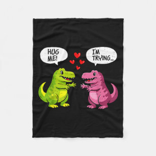 Süßer Dinosaurier T Rex Umarmen Valentinstag Paar  Fleecedecke