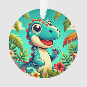 🐲 Süßer Dinosaurier Tropischer Dschungel Weihnach Ornament