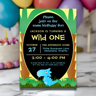 Süßer Dinosaurier Wild One Erster Geburtstag Einladung