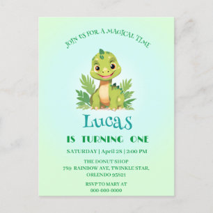 Süßer Dinosaurier wilder Dschungel Zoo Geburtstags Postkarte