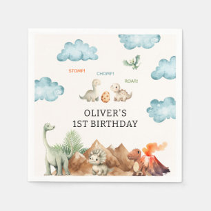 Süßer Dinosaurier   Wolken Kindergeburtstagsfeier Serviette