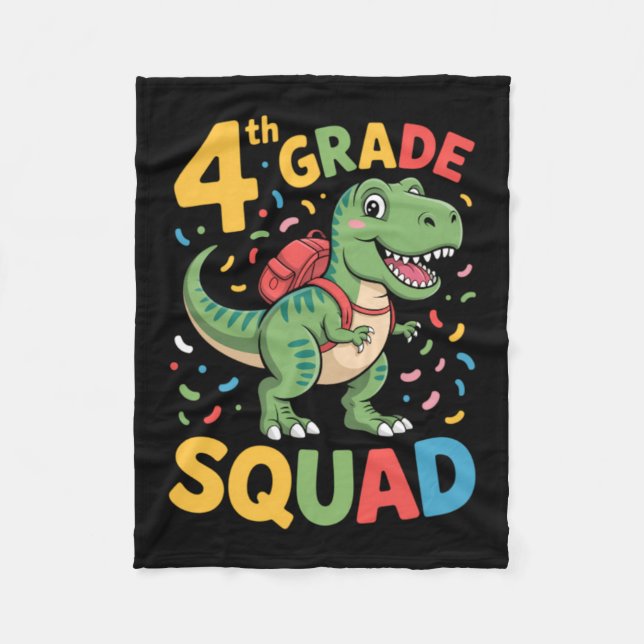 Süßer Dinosaurier zum 4. Klasse Schulbeginn Fleecedecke (Vorderseite)