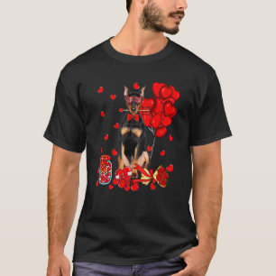 Süßer Dobermann-Hund Lustiges Herz Valentinstag-Hu T-Shirt