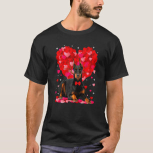 Süßer Dobermann Hund Valentinstag Herz Hunde Liebh T-Shirt