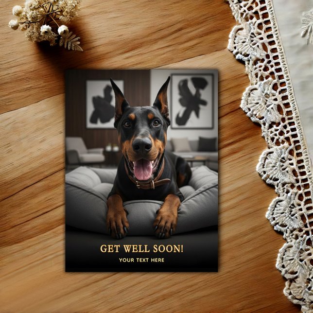 Süßer Dobermann Pinscher  Gute Besserung  Postkart Postkarte (Von Creator hochgeladen)