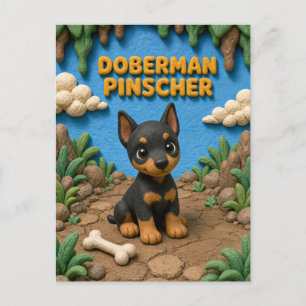 Süßer Dobermann Pinscher Welpe, Baby Hund Postkarte