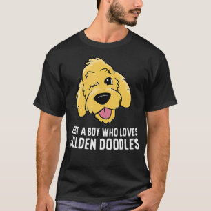 Süßer Doodle-Hund-Junge, nur ein Junge, der Golden T-Shirt