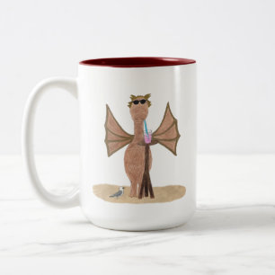 Süßer Drache am Strand Zweifarbige Tasse