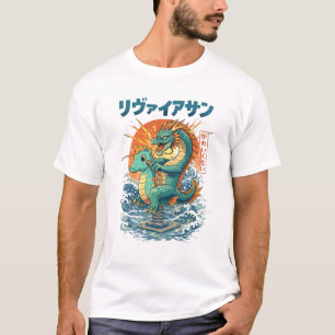Süßer Drache auf einer Feder Funny-Design T-Shirt