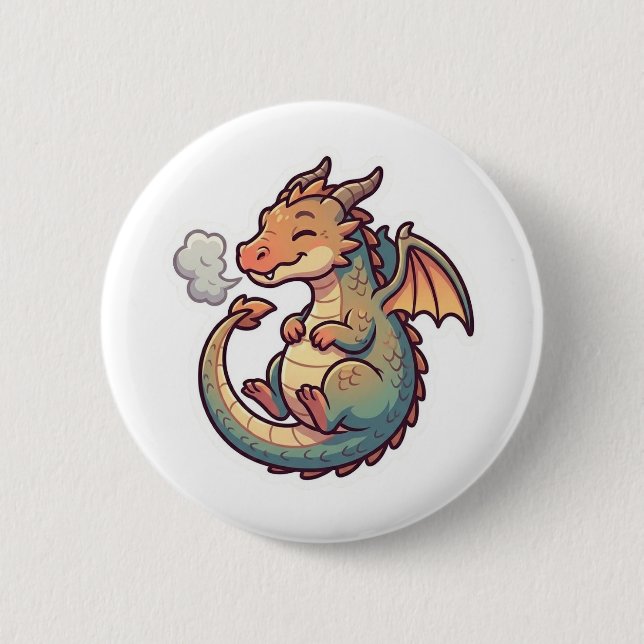 Süßer Drache Tierkreiszeichen Button (Vorderseite)