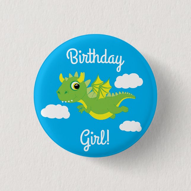 Süßer Drache zum Kindergeburtstag Button (Vorderseite)